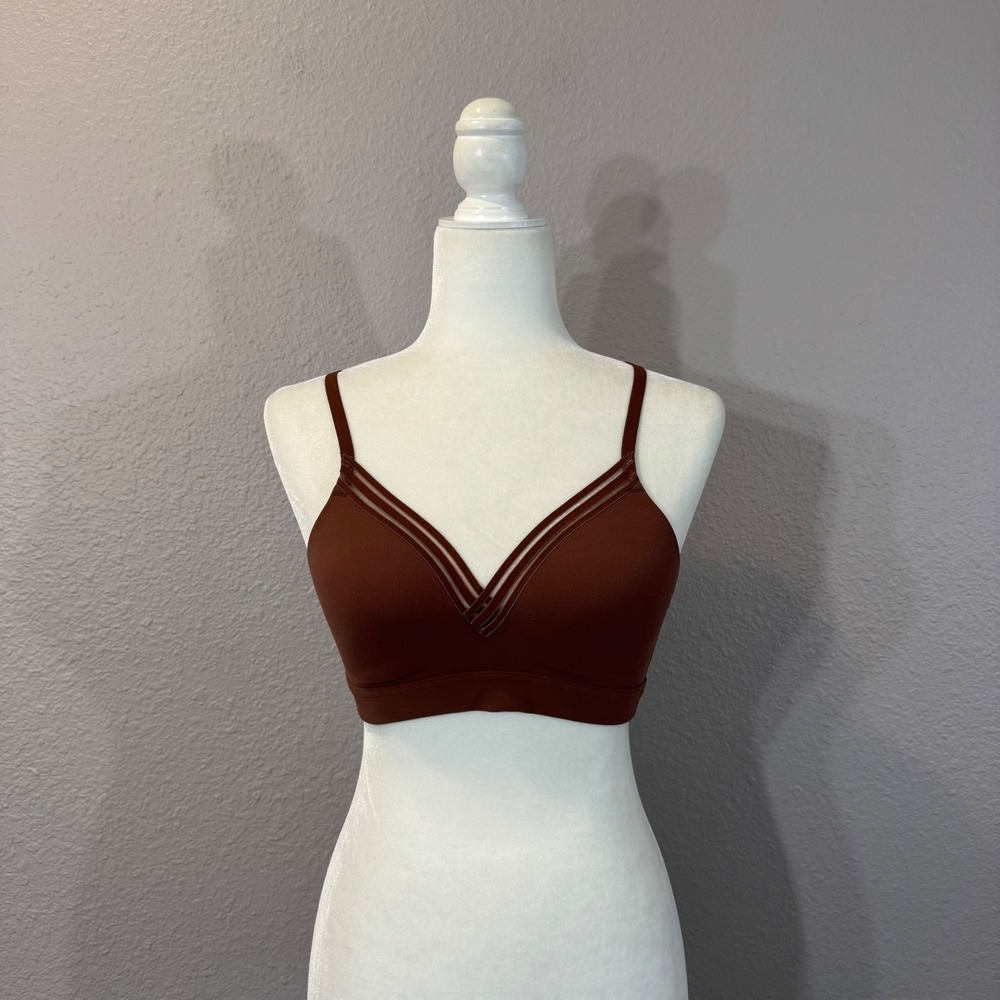 Athleta Size S Brown Strappy V-Neck Powervita Yoga Everyday Bra